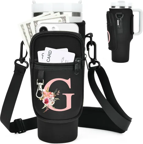 Miniatura 33 de Initial Water Bottle Holder with Strap for Stanley Cup Accessories 40 oz/Simple Modern Tumbler, Birthdays for Women Girls, Water Bottle Carrier Bag