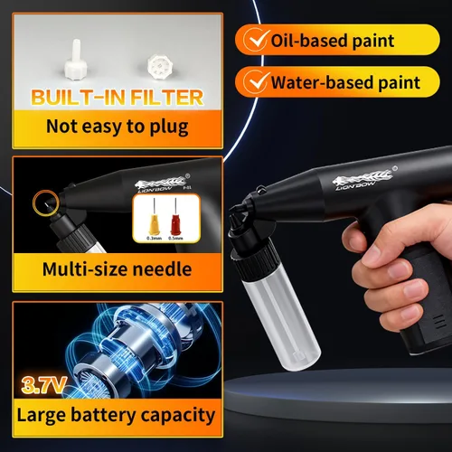 Miniatura 4 de LIONBOW Pequeña pistola pulverizadora de pintura eléctrica, pistola de pintura inalámbrica para pintar autos, gabinetes, reparación de pintura