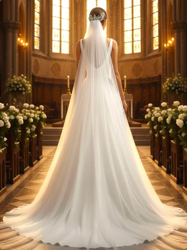 Miniatura 8 de EASEDAILY Velo de novia de 118 pulgadas de largo, velo de novia de longitud catedral, 1 lazo de velo de tul para novia, velo capilla con peine