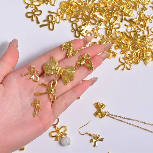 Miniatura 4 de stino 100 gramos de dijes de metal para hacer joyas, chapados en plata y oro, paquete a granel para pulseras, collares, manualidades