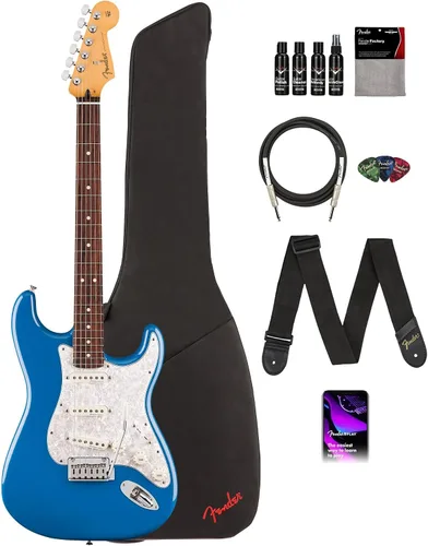 Fender Player II Stratocaster Modificada - Paquete Electric Blue con bolsa de concierto, correa, cable, paquete de 3 púas y kit de limpieza de