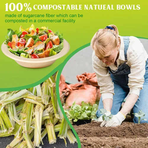 Miniatura 4 de greensight Cuencos de papel pequeños desechables de 12 onzas, paquete de 50 cuencos compostables, cuencos biodegradables ecológicos hechos de caña
