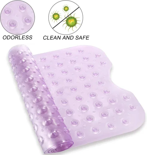 Miniatura 2 de YINENN Tapete de ducha para bañera de 40 x 16 pulgadas, antideslizante y extragrande, tapete para bañera con ventosas, lavable a máquina, con Morado