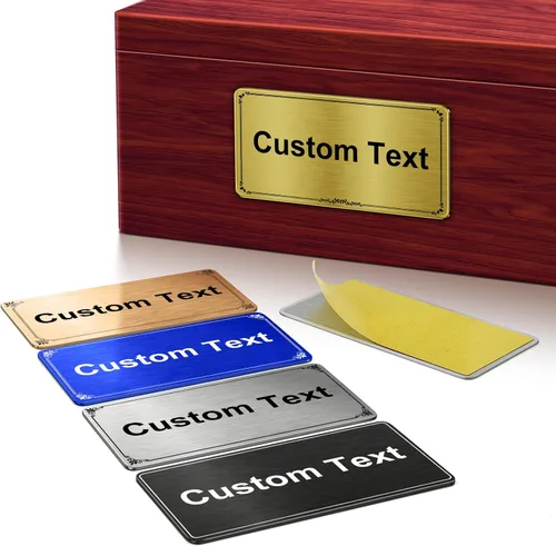 Placa de identificación personalizada de acero inoxidable con adhesivo, placa personalizada, etiqueta de nombre, insignia, etiqueta, letrero, placas