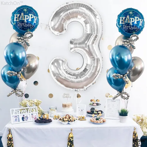 Miniatura 741 de KatchOn, Globo azul del número 1 para el primer cumpleaños, grande, 40 pulgadas, globo azul número 1 para primer cumpleaños, globo azul marino