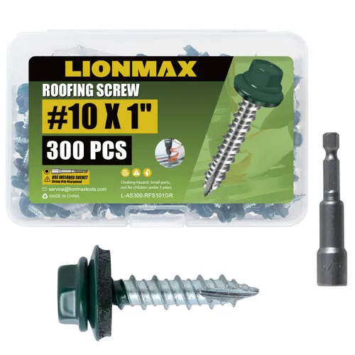 Miniatura 11 de LIONMAX 300 piezas de tornillos para techos de metal #10 × 1 pulgada, revestimiento antioxidante, cabeza hexagonal, tornillo de chapa metálica