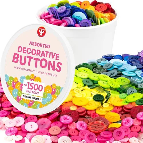 Miniatura 15 de 500 botones surtidos (aproximadamente) para manualidades – Contenedor a granel de 1 libra – Botones pequeños y grandes para coser, camisas, ropa