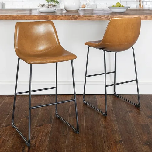 Miniatura 17 de LEMBERI Juego de 2 sillas de comedor de piel sintética, modernas sillas de cocina y comedor de 18 pulgadas con respaldo y patas de metal, cómodo