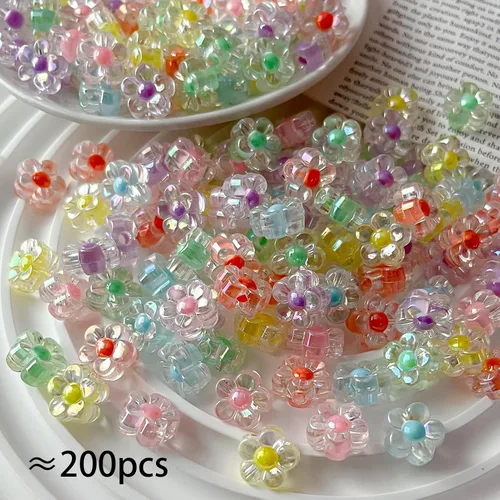 Miniatura 2 de 200 cuentas acrílicas coloridas de color Ab con agujero interior recto transparente para joyería de bricolaje, pulsera, collar, cadena de teléfono