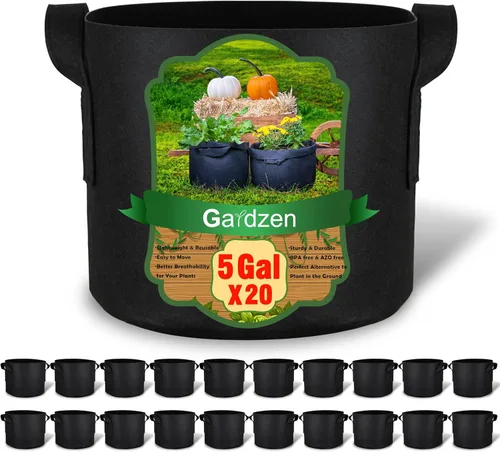 Miniatura 6 de Gardzen - 20 bolsas de cultivo con asas de 1 a 10 galones de tela 20-pack