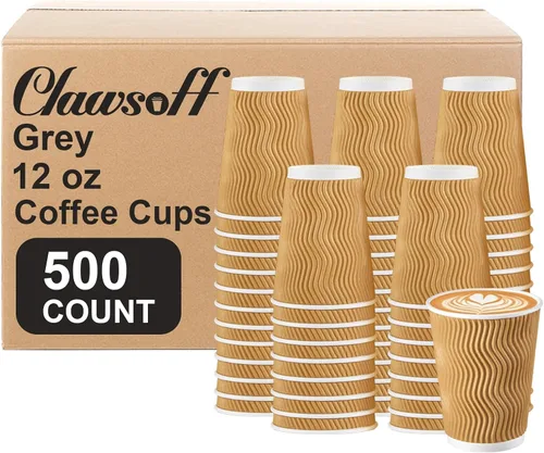 Miniatura 18 de Clawsoff Paquete de 150 tazas de café de 8 onzas, desechables, corrugado, aisladas, onduladas, de papel de pared, tazas de café de 8 onzas