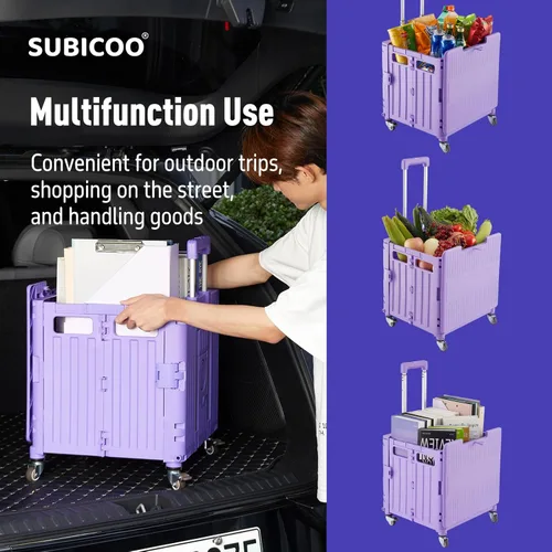 Miniatura 2 de Carrito de Utilidades Plegable Carrito Portátil con Caja con Ruedas Manual Carro de Compras Caja de Herramientas Plegable, con Tapa, Cesta en 4