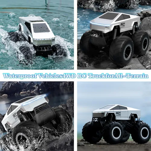 Miniatura 3 de Auto de control remoto impermeable, 1:16 RC Monster Truck Toys, 900mAh 40+ Min Play, 2.4GHz 4WD Off-Road, auto de control remoto anfibio para niños