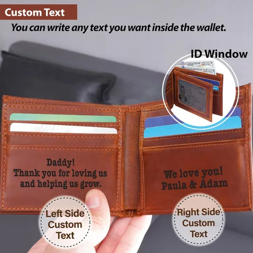 Miniatura 14 de Billeteras de cuero personalizadas para él, novio, marido, hombre, hijo, billetera plegable grabada para hombres, billeteras, regalo de hombre