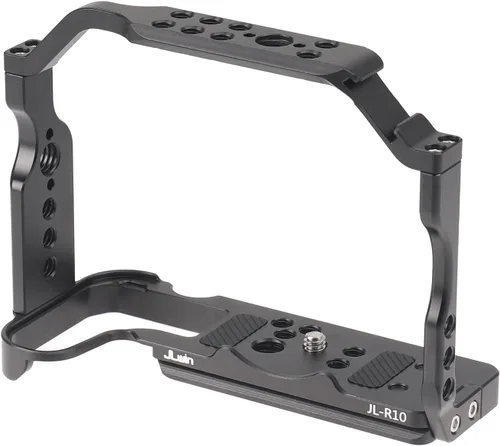 Miniatura 2 de FocusFoto Kit de jaula para cámara con mango superior para cámara sin espejo Canon EOS R10, equipo de video de aluminio con riel NATO, zapata fría