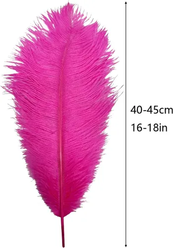Miniatura 2 de 10 plumas grandes de avestruz rosa intenso de 16 a 18 pulgadas, plumas esponjosas para manualidades, decoración de fiesta en el hogar, centros