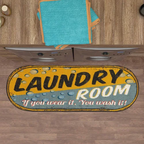 Miniatura 26 de Alfombra lavable a máquina con diseño de texto antideslizante con parte trasera de goma, 2 x 5, para lavandería, para baño, lavadero, 20 x 59