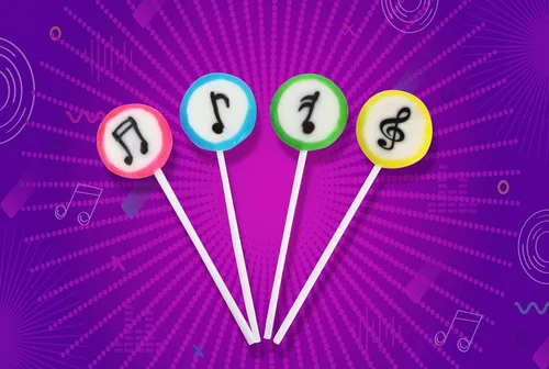 Miniatura 5 de Paletas de caramelo con música - 24 piruletas envasadas individualmente - Regalos con tema de música - Dulces Tik Tok - Favores de fiesta de música