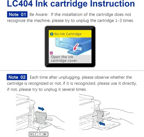 Miniatura 6 de LC404XL - Cartuchos de tinta de repuesto compatibles con impresoras Brother lc404, funciona para impresoras MFC-j1205w MFC-J1205W XL y MFC-J1205w