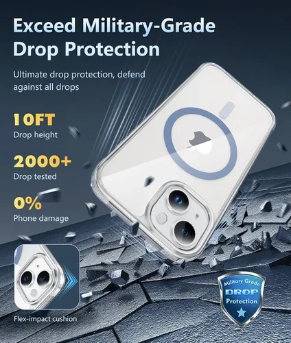 Miniatura 1132 de FNTCASE Funda para iPhone 13 Pro-Max: Fundas magnéticas transparentes compatibles con Magsafe Slim anti amarillamiento protección contra caídas