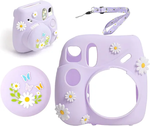 Miniatura 9 de Funda de silicona para Fujifilm Instax Mini 7+7 Plus piel de cámara instantánea, funda protectora con correa de hombro ajustable