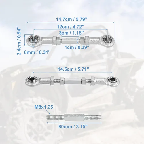 Miniatura 3 de Motoforti 2 unids 3.150 in de longitud 0.315 in diámetro agujero ajustable dirección dirección barra rótula articulación para 49cc eléctrico ATV Go