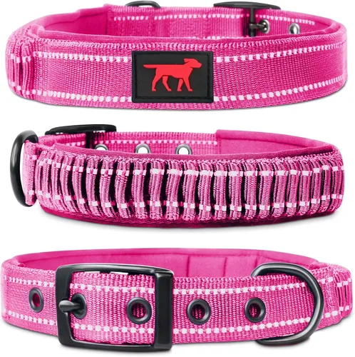 Miniatura 18 de Tuff Pupper Collar de perro resistente con asa Collar de nailon balístico resistente Collar de perro acolchado reflectante con hardware Azul