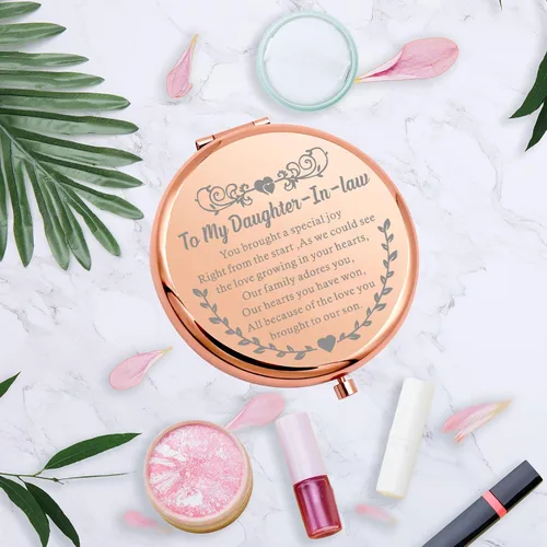 Miniatura 3 de MYOSPARK Regalos para nuera para mi nuera Espejo de maquillaje compacto para boda para novia para ser regalo de suegra (espejo de hijas)
