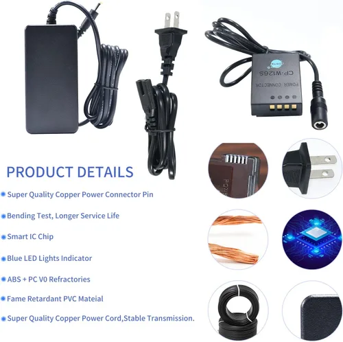Miniatura 4 de DSTE Adaptador de fuente de alimentación de CA y kit de cargador de batería ficticia Reemplazo de batería NP-W126 NP-W126S compatible con Fujifilm