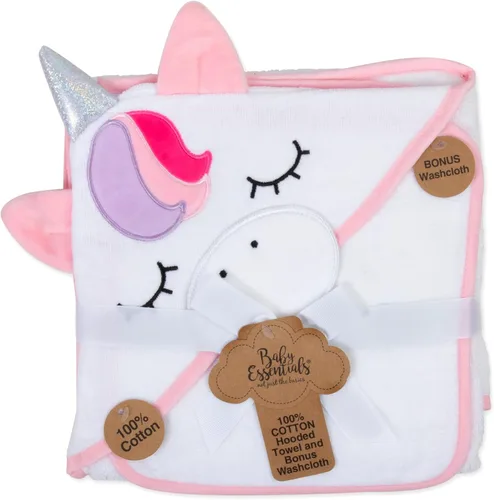 Miniatura 5 de Juego de toallas y paños con capucha de animales para recién nacidos, bebés, niños pequeños y niñas de 3 a 24 meses (unicornio brillante único)