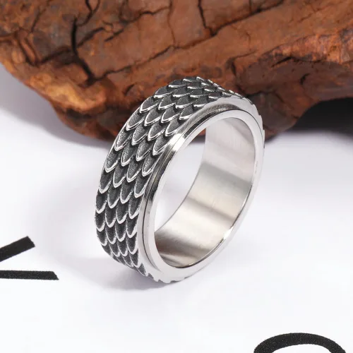 Miniatura 2 de LYTTMAB Stainless Steel Ring for Men, 8MM Masculine Geometric Ring, Cool Spinner Band Ring Fidget Ring Spinner Ring Anxiety Ring