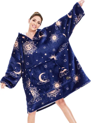 Miniatura 37 de Three Poodle - Manta con capucha portátil para niños, sudadera de sherpa de gran tamaño con capucha gigante, manta con capucha cálida y acogedora