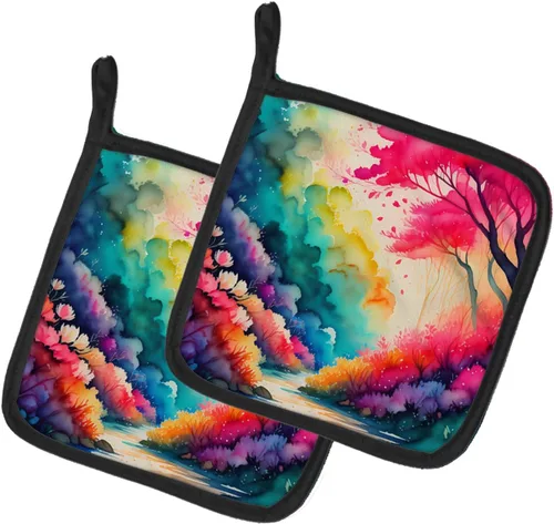 Miniatura 18 de Caroline's Treasures Juego de soportes para ollas de cocina coloridos de Asters, resistentes al calor, almohadillas calientes para cocinar, hornear