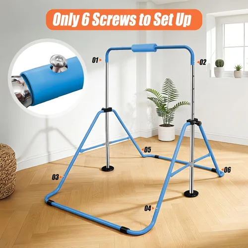 Miniatura 5 de Triclicks Barra de gimnasia plegable para niños, altura ajustable, barra de entrenamiento junior, barra de entrenamiento horizontal expandible