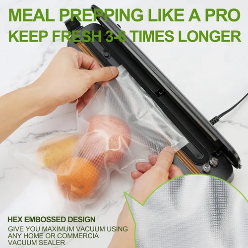 Miniatura 6 de Bolsas selladoras al vacío – 8 pulgadas x 20 pies (3 rollos) – Rollos de grado comercial Sous Vide & Food Saver, reutilizables y redimensionables