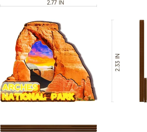 Miniatura 3 de Imán de madera del Parque Nacional de los Estados Unidos Arches 3D para nevera, recuerdos coleccionables, decoraciones hechas a mano