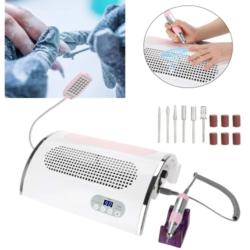 Miniatura 2 de Aspiradora 3 en 1 para secadora de uñas, dispositivo de curado para manicura + ventilador de extracción de polvo para diseño + luz LED, herramienta