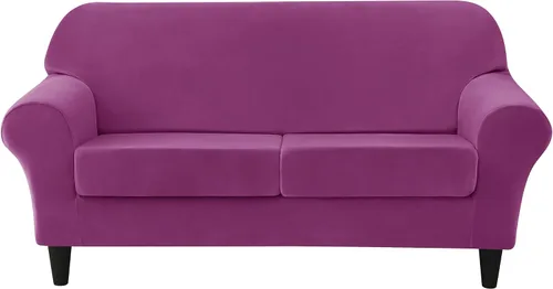 Miniatura 9 de OBCREAT Funda para sofá, 4 piezas, terciopelo elástico, para sofá de 3 cojines, funda de sofá suave con parte inferior elástica, protector