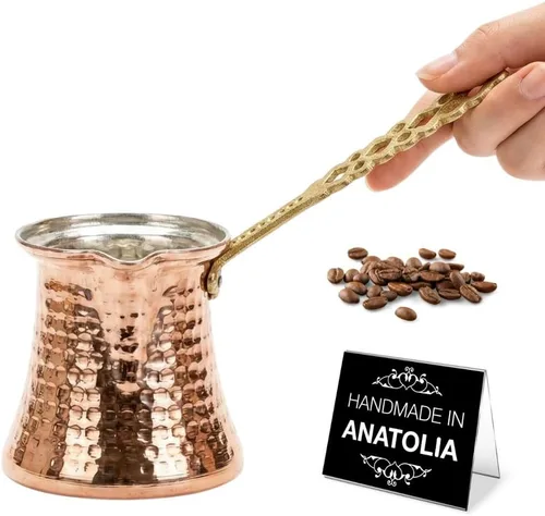 Miniatura 10 de Cafetera turca Hakan Hervidor de agua para estufa, cafetera, calentador de mantequilla, chocolate y leche Calentamiento uniforme y rápido