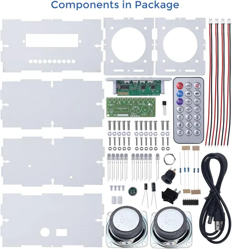 Miniatura 2 de MiOYOOW Kit de altavoz Bluetooth DIY, mini amplificador estéreo USB, kit de soldadura con luces LED intermitentes, kit de práctica de soldadura