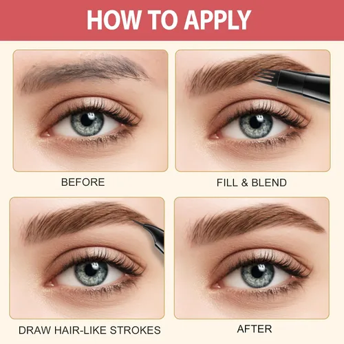 Miniatura 7 de LAVONE Lápiz de cejas 2 en 1 para mujer con lápiz de cejas microblading de 4 puntas y lápiz de cejas curvado y preciso, lápiz de cejas impermeable