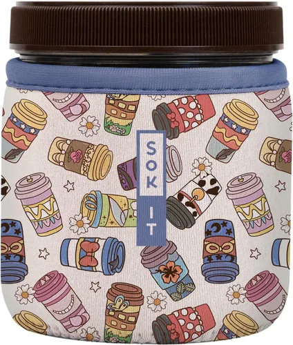Miniatura 72 de Sok It IceCreamSok - Funda de neopreno aislada (flores abstractas, pintas de helado cónicas)