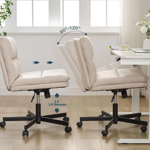 Miniatura 3 de Okeysen Criss Cross Chair with Wheels, Armless Wide Seat Cross Legged Comfy Office Desk Chair, Height Adjustable Swivel Computer Task Chairs for