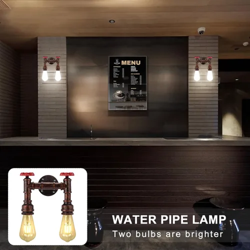 Miniatura 3 de Kawell Lámparas de pared vintage industriales retro lámpara de pared creativa tubo de agua lámpara de pared hierro arte E26 60W Max para dormitorio