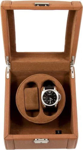 Miniatura 2 de Piel Auténtica Dos para 2relojes con parte superior de vidrio visualización