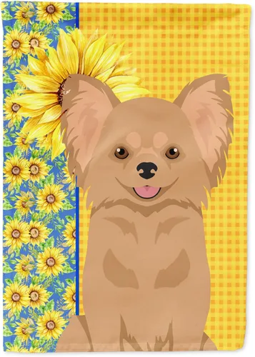Miniatura 234 de Caroline's Treasures WDK5331CHF - Bandera de verano con diseño de girasoles rojos y blancos, manga grande, para porche, para colgar en la pared