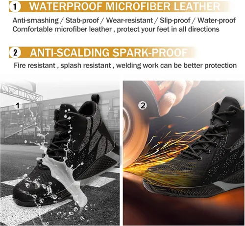 Miniatura 9 de ARCHINSERT Zapatos de punta de acero para hombres y mujeres, zapatos de seguridad indestructibles, resistentes al deslizamiento, puntera de acero