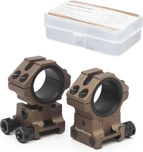 Miniatura 10 de WestHunter Optics Anillos ajustables de altura para mira Picatinny, 1 pulgada 30 mm Montura de mira de precisión 6 colores Dorado