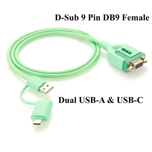 Miniatura 2 de FTDI Cable adaptador serie USB a RS232 DB9 con chipset FT232RNL Dual USB-A y USB-C a D-Sub 9Pin RS232 COM Cable convertidor para módem, escáner, DB9