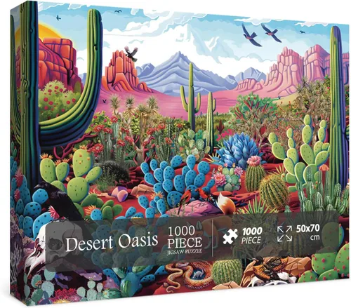 Rompecabezas de Oasis de cactus del desierto para adultos, 1000 piezas de naturaleza, hermosas plantas, paisaje, rompecabezas de arte, rompecabezas